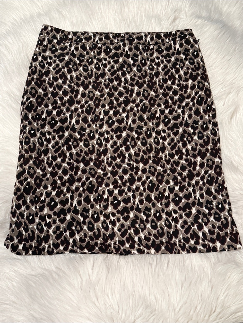Ann Taylor Leopard Print A-Line Skirt in Purple, Black & Cream
